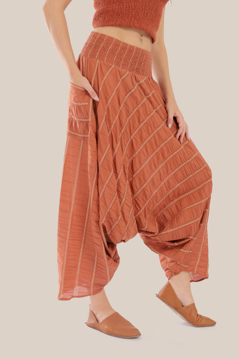 Striped harem pants with elastic waistband